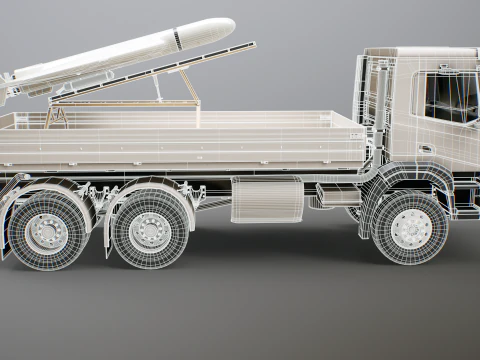 Military Transport Truck with Drone Launcher Shahed 136 3D Model