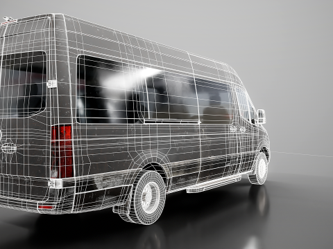 Nowoczesny autobus wahadłowy w wieku Model 3D