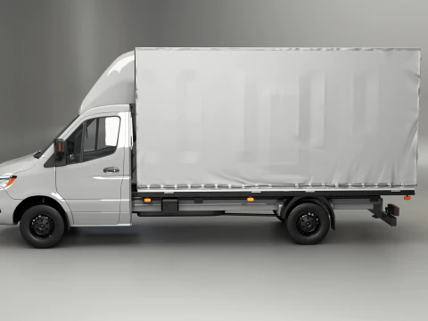 Modern Curtain Tautliner Van 3D Model