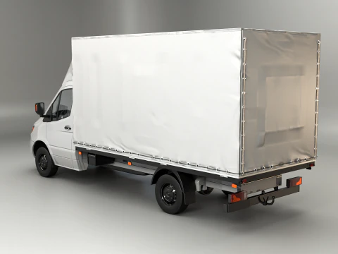 Modern Curtain Tautliner Van 3D Model