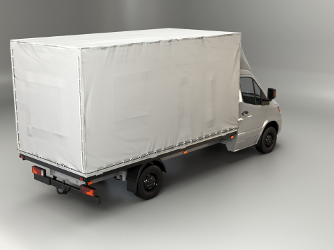 Modern Curtain Tautliner Van 3D Model