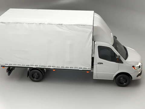 Modern Curtain Tautliner Van 3D Model