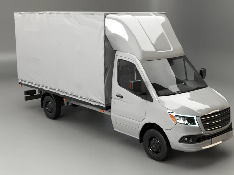 Modern Curtain Tautliner Van 3D Model