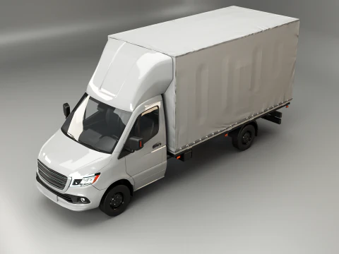 Modern Curtain Tautliner Van 3D Model