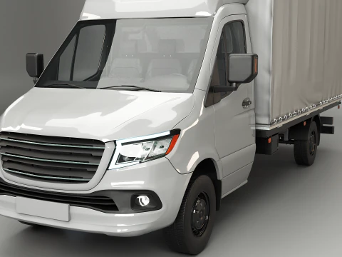 Modern Curtain Tautliner Van 3D Model