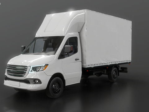 Modern Curtain Tautliner Van 3D Model