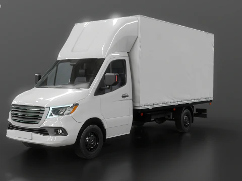 Modern Curtain Tautliner Van 3D Model