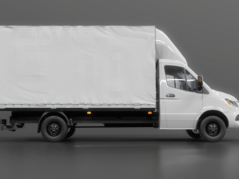 Modern Curtain Tautliner Van 3D Model