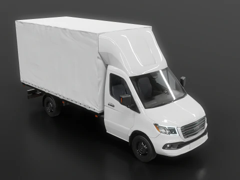 Modern Curtain Tautliner Van 3D Model