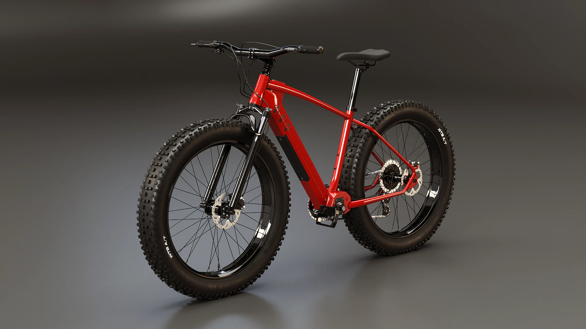 Moderna Fatbike MTB elettrica rossa Modello 3D .c4d .max .obj .3ds .fbx .stl .blend