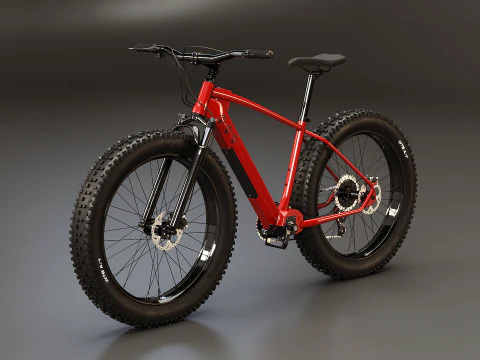 Sepeda Gemuk MTB Merah Listrik Modern Model 3D