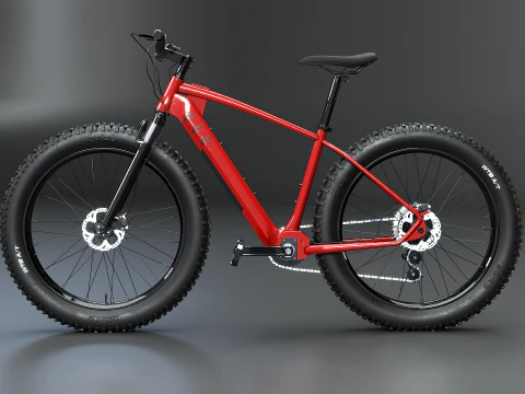 Moderna Fatbike MTB elettrica rossa Modello 3D