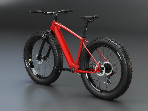 Moderna Fatbike MTB elettrica rossa Modello 3D