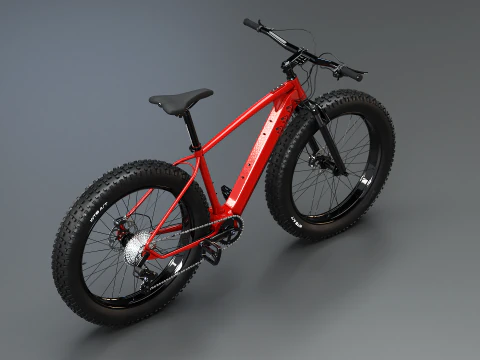 Moderna Fatbike MTB elettrica rossa Modello 3D