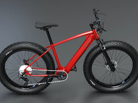 Moderna Fatbike MTB elettrica rossa Modello 3D