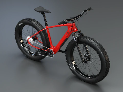 Moderna Fatbike MTB elettrica rossa Modello 3D