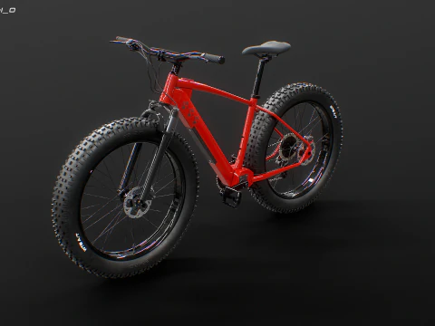Moderna Fatbike MTB elettrica rossa Modello 3D