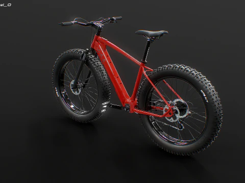 Moderna Fatbike MTB elettrica rossa Modello 3D