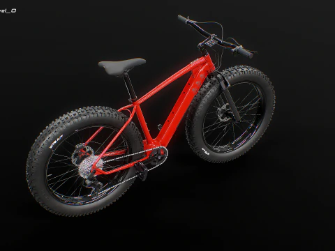 Moderna Fatbike MTB elettrica rossa Modello 3D