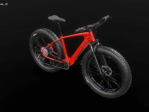 Moderna Fatbike MTB elettrica rossa Modello 3D