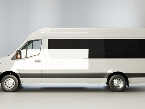 Modern Shuttle Bus 3D Model