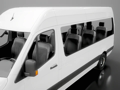 Modern Shuttle Bus 3D Model
