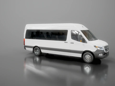 Modern Shuttle Bus 3D Model