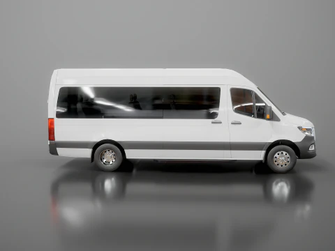 Modern Shuttle Bus 3D Model