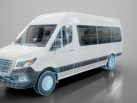 Modern Shuttle Bus 3D Model