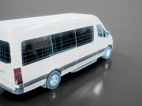 Modern Shuttle Bus 3D Model