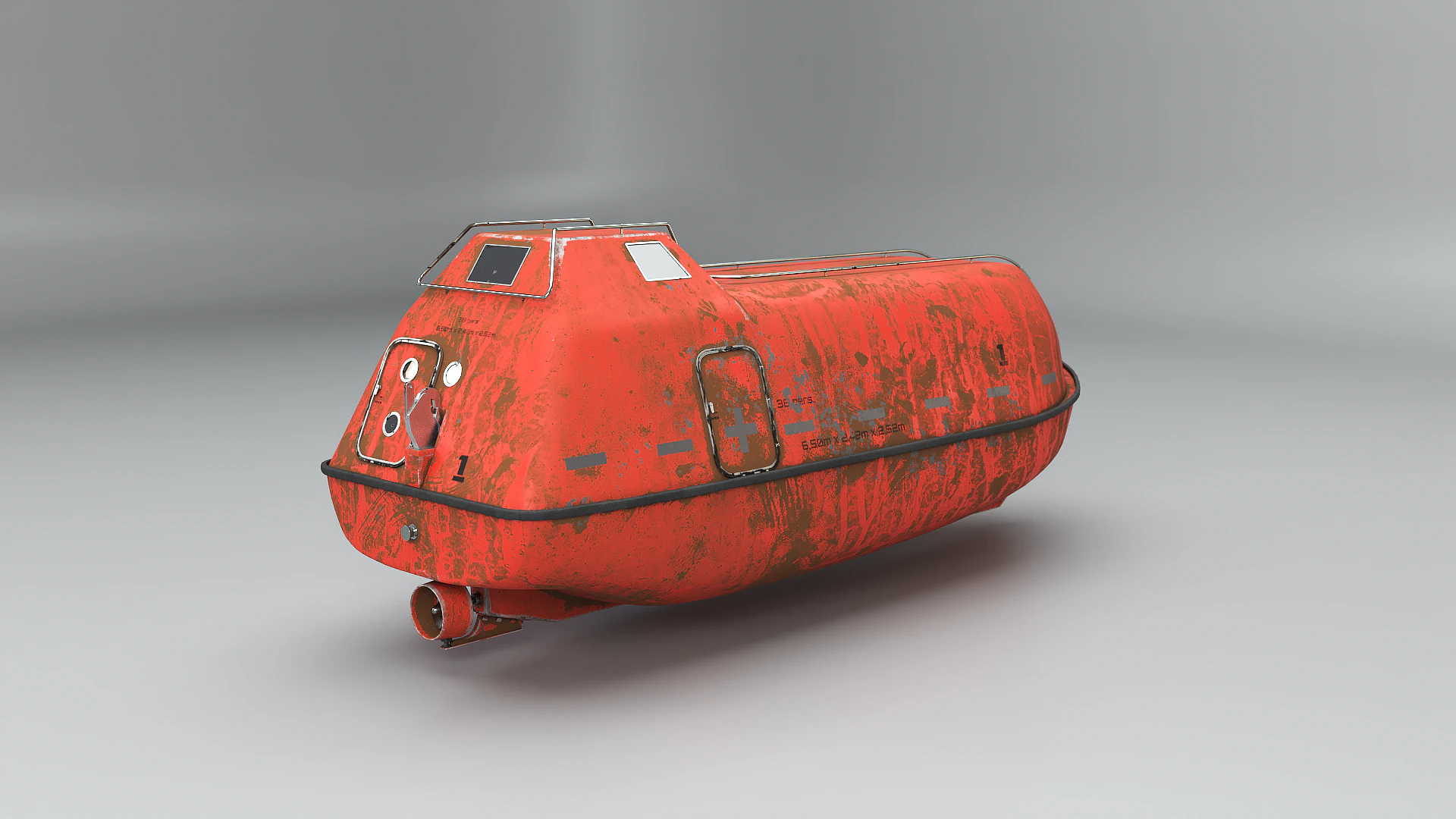 Old Aged Lifeboat Marine Rescue Vessel model 3D Model .c4d .max .obj .3ds .fbx .stl .blend 