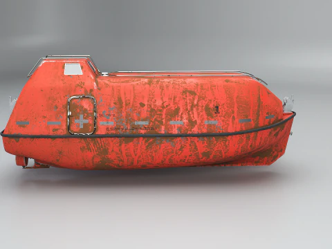 Old Aged Lifeboat Marine Rescue Vessel model 3D Model