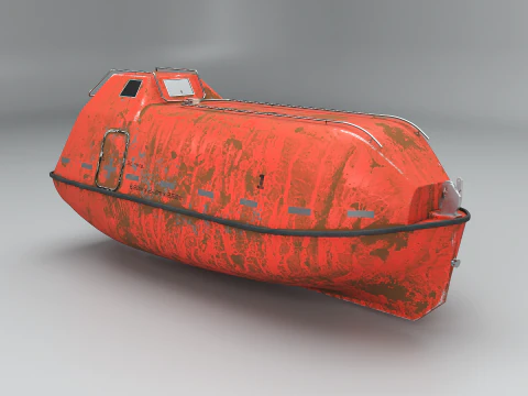 Old Aged Lifeboat Marine Rescue Vessel model 3D Model