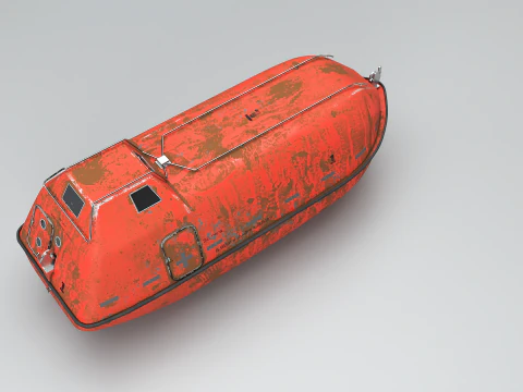 Old Aged Lifeboat Marine Rescue Vessel model 3D Model