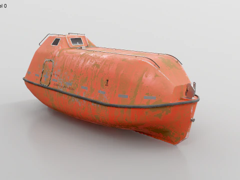 Old Aged Lifeboat Marine Rescue Vessel model 3D Model