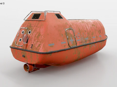 Old Aged Lifeboat Marine Rescue Vessel model 3D Model