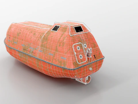 Old Aged Lifeboat Marine Rescue Vessel model 3D Model