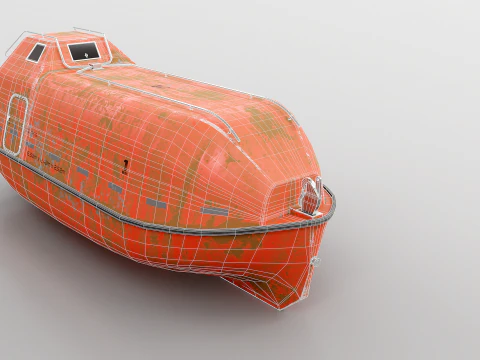 Old Aged Lifeboat Marine Rescue Vessel model 3D Model