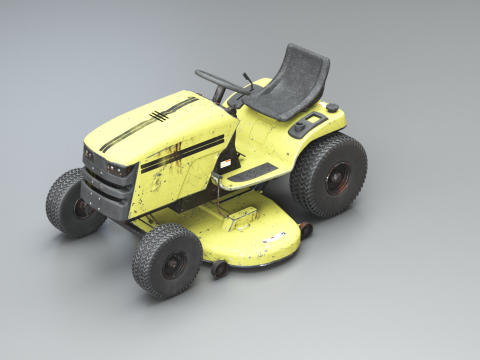 Vecchio trattorino tosaerba Trattore da giardino realistico PBR Textures Modello 3D