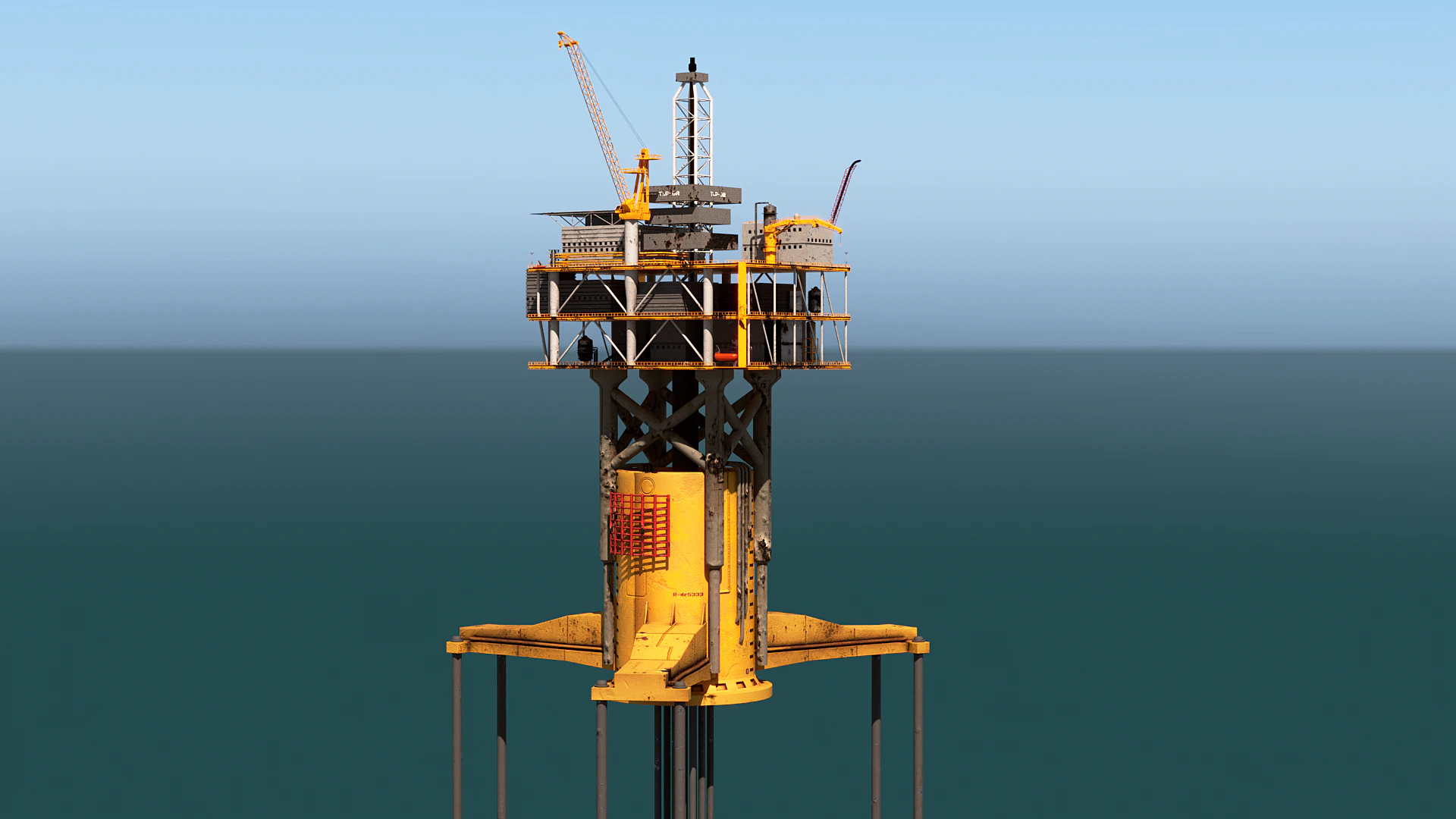 Old TPL Tension Leg Oil Platform 3D Model .c4d .max .obj .3ds .fbx .stl .blend 