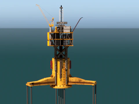 Old TPL Tension Leg Oil Platform 3D Model