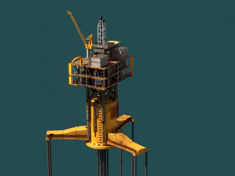 Old TPL Tension Leg Oil Platform 3D Model
