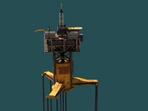 Old TPL Tension Leg Oil Platform 3D Model