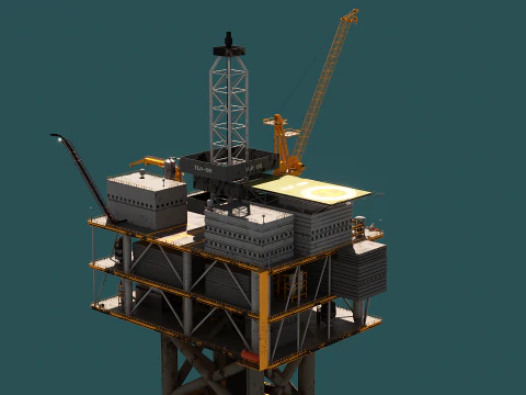 Old TPL Tension Leg Oil Platform 3D Model