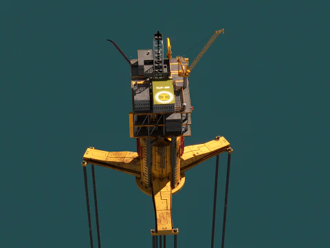 Old TPL Tension Leg Oil Platform 3D Model