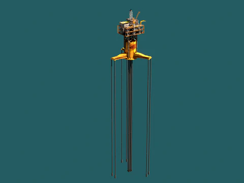 Old TPL Tension Leg Oil Platform 3D Model