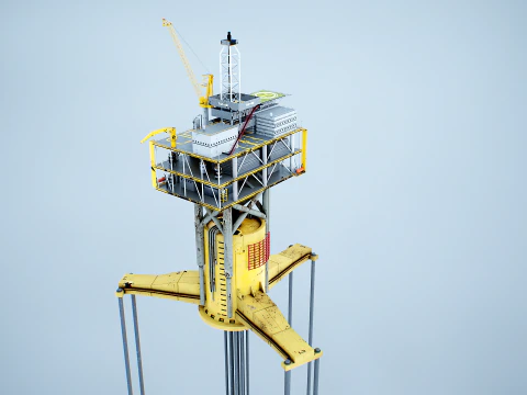 Old TPL Tension Leg Oil Platform 3D Model