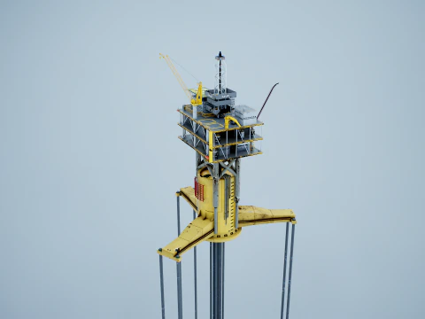 Old TPL Tension Leg Oil Platform 3D Model