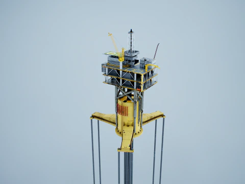 Old TPL Tension Leg Oil Platform 3D Model