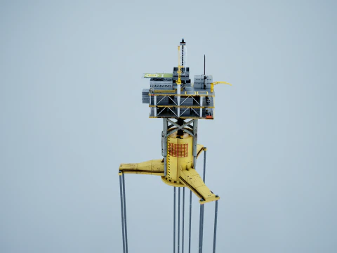 Old TPL Tension Leg Oil Platform 3D Model